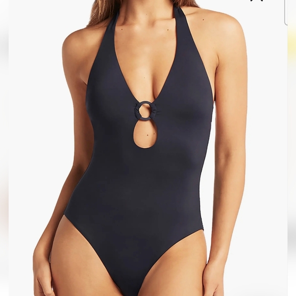 Sea Level‎ Swim Australia One-Piece Swimsuit Women's 8 Black Keyhole Halter NWT